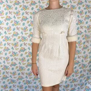 VINTAGE 1960S 2 piece white wedding mini dress size 2/4